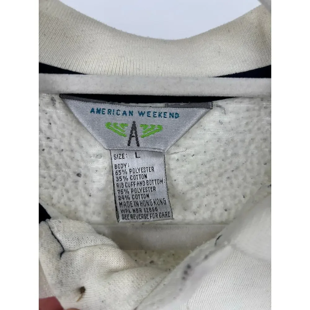 Vintage American Weekend Colorblock Striped Sweatshirt Mens Large Navy White